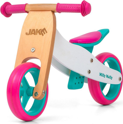 Балансирачки велосипед Milly Mally Jake Classic Candy, дрвен, 2 во 1, за деца