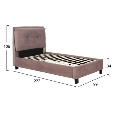Shezllon Riley 90×200 cm, tapiceri velur rozë (HM561.02), rozë