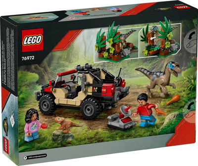 Set lodrash LEGO Jurassic World 76972 Raptor Off-Road Escape, me dinosaur Velociraptor, për fëmijë 6+
