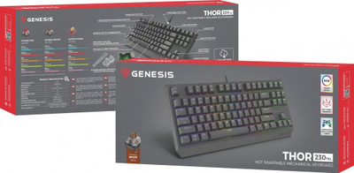 Tastierë Genesis Thor 230 TKL Outemu Brown, e zezë