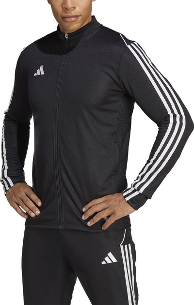 Bluzë stërvitje Adidas Tiro 23 League për burra, AEROREADY, me zinxhir komplet, e zezë