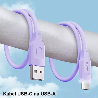 Kabllo USB Usams Lithe, USB A në USB C 1.2m, 66W, lejla