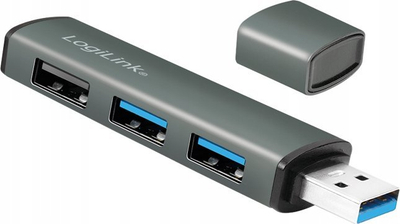 Hub USB LogiLink UA0212, 3 porta USB 3.0, alumini, gri