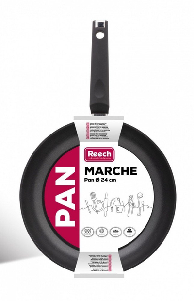 Tigan alumini Lamart LP1002 MARCHE, 24cm, me veshje jo ngjitëse, i zi