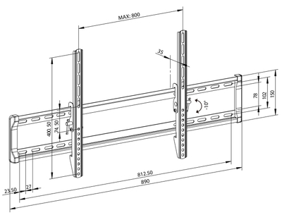 Mbajtëse muri për TV Montis MT077, 42-85", 65kg, e zezë