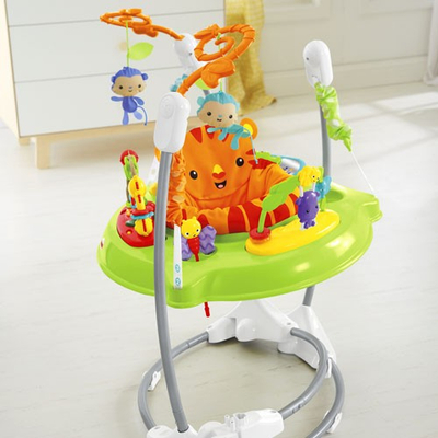 Kërcyes për bebe Fisher Price Roarin' Rainforest Jumperoo, rrotullim 360°, lartësi e rregullueshme, me ngjyra