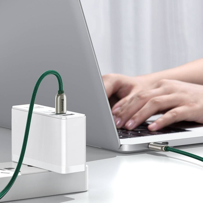 Kabllo Baseus USB-C në USB-C, 2m, 100W 5A, jeshile e errët