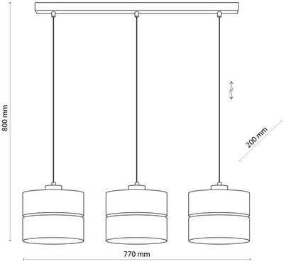 Lampë varëse TK Lighting Eco 5771, 3xE27, dru dhe tekstil, bezhë