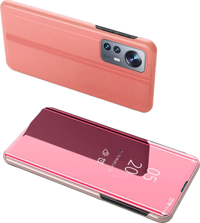 Kapak telefoni Xiaomi 12 Lite Clear View, flip, PU, rozë