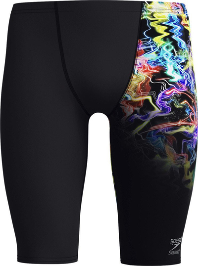 Kostum noti Speedo Men Club Training Printed Jammer, Endurance+, për stërvitje, i zi me jeshile