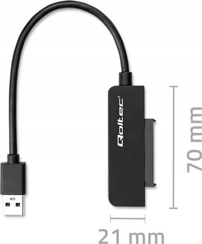 Adapter kabllo Qoltec SATA në USB 3.0, për SSD HDD 2.5", 5Gb/s, 2TB, i zi