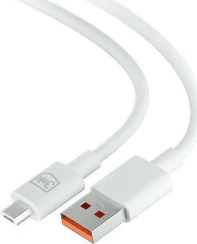 Kabllo USB 3MK Hyper, USB A në microUSB, 1.2 m, e bardhë