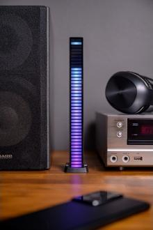 Dritë dekorative RGB Redleaf Equalizer 40LED, i bie muzikës, USB C, i zi