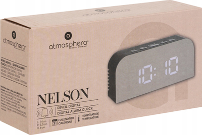 Orë dixhitale me alarm Atmosphera Nelson, 14 x 6 x 3.5 cm, e zezë