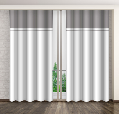 Perde zbukuruese Stylish ZMH-04, 160x250 cm, poliestër, e bardh me gri