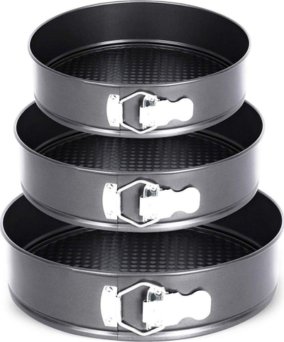 Set tepsi për pjekje Springform, 3 pjesë, 20/22/24 cm, çelik inox