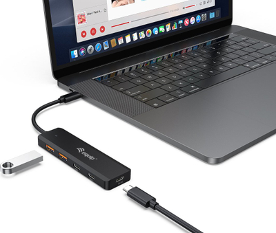 Hub USB Equip USB C me 4 porta, USB 3.2 Gen 2 10Gbps, 2x USB C edhe 2x USB A
