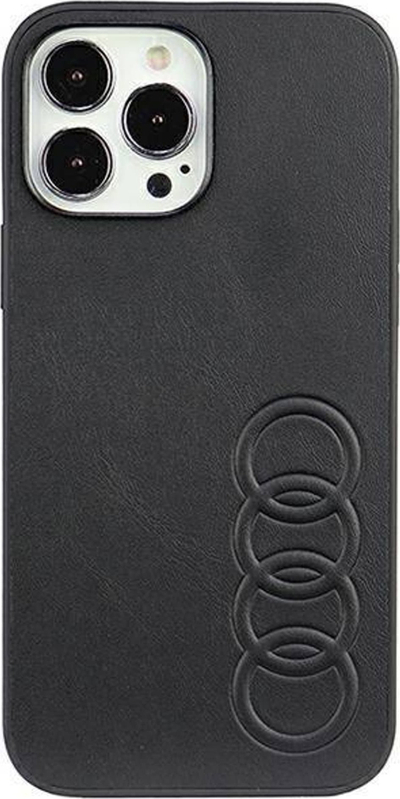 Futë mbrojtëse Audi prej lëkure sintetike për iPhone 13 Pro Max 6.7", hardcase, e zezë