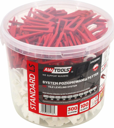 Sistem për drejtim pllakash AWTOOLS Standard LS, 2.0mm, 300 klipse 100 pyka