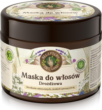 Маска за коса Receptury Zielarki Yeast Hair Mask, 300 ml, за ослабена коса