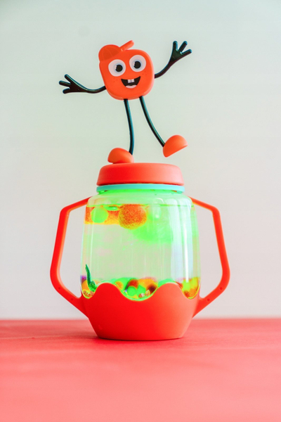Kavanoz sensorial Glo Pals Sensory Play Jar, me drita LED, për kalamaj, rozë