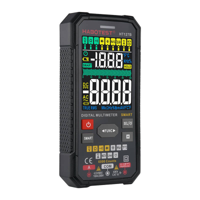 Multimetër digjital Habotest HT127B, NCV, termometër, portokalli