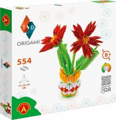 Set kreativ Alexander Origami 3D Flowers, 554 elemente, për skulptura letre, shumëngjyrësh