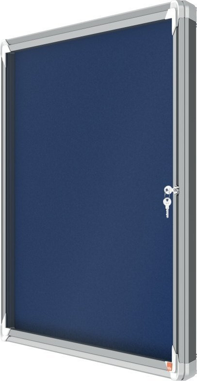 Kasafortë njoftimesh Nobo Premium Plus, 8 x A4, filc blu, bravë me çelës