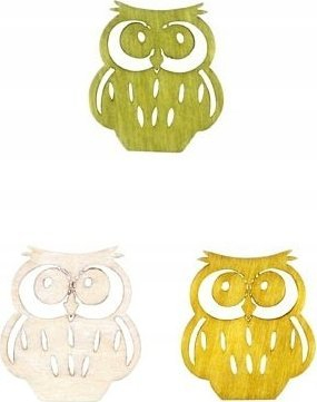 Set dekorativ MFP Owl, 2cm, 24 copë, dru natyral