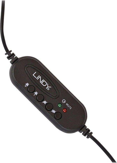 Kufje me mikrofon Lindy 42870, USB Type A, stereo, të zeza