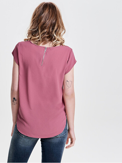 Bluzë ONLY Vic S / S Solid Noos Wvn Mesa Rose