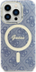 Kllëf telefoni Guess IML 4G MagSafe për iPhone 15 14 13, polikarbonat TPU, blu