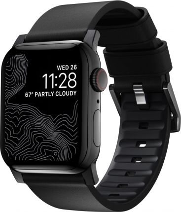 Rrip ore Nomad Modern Active Pro, lëkurë që s’e merr uji, për Apple Watch 42mm 44mm, i zi