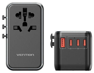 Përshtatës udhëtimi Vention 120W GaN, universal, PD, i zi