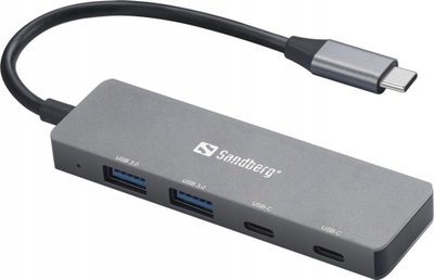 HUB USB Sandberg USB C, 2x USB A, 2x USB C, gri