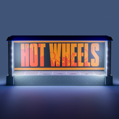 Витрина за изложување Hot Wheels Garage Display Case Light, LED осветлување, за 7 автомобили, повеќебојна