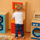 Loja kuzhine MASTERKIDZ Kitchen Shelf, dru, me dollap dhe mikrovalë, portokalli