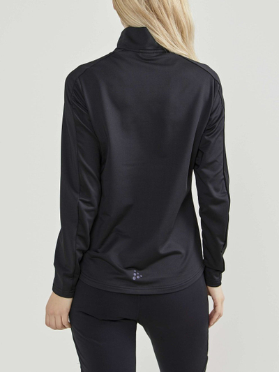 Bluzë sportive Craft Core Gain Midlayer për goca, me mëngë të gjata, me gjysmë-zinxhir, e zezë