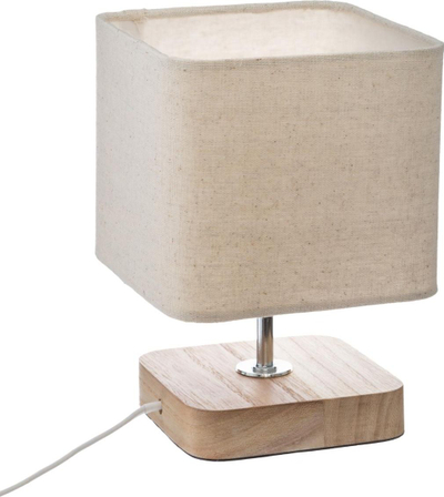 Lampë tavoline Atmosphera Toxey, 21cm, dru dhe tekstil, bezhë