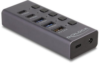 Hub USB Delock, 5 porta, 5 Gbps, gri