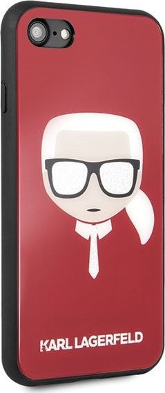 Калфeтелефон Karl Lagerfeld Iconic Glitter Karl`s Head, за iPhone X XS, TPU PC, црвен