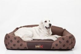 Shtrat për qen Hobbydog Royal Bed L, dizajn crown, kafe e hapur