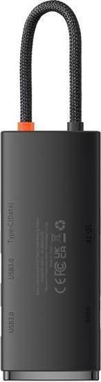 Adapter USB C BASEUS WKQX050001, 6 në 1, HDMI USB 3.0 SD TF, i zi