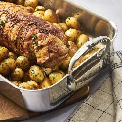 Tavë pjekjeje De Buyer Affinity, 16", çelik inox, argjendtë