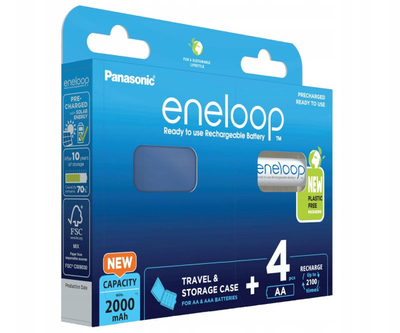 Bateri të rikarikueshme Panasonic Eneloop AA, 2000mAh, set 4 copë, të bardha