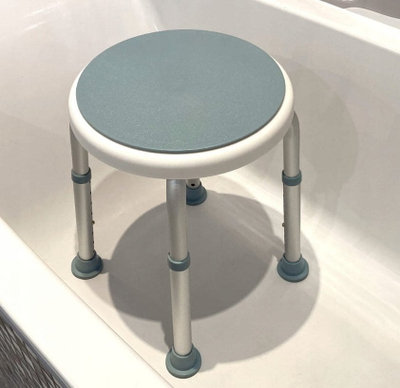 Stol dushi Timago Bathroom Stool, sedilje rrotulluese, lartësi e rregullueshme, i bardhë