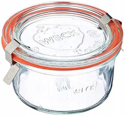 Set kavanoza qelqi WECK Tulip, 370ml, me kapak dhe kapëse, transparent