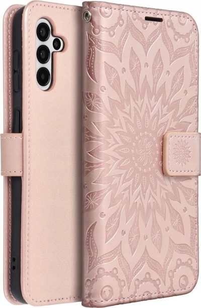 Mbulesë telefoni Mezzo Book Case Mandala për Samsung A15 4G 5G, me kapak, rozë gold