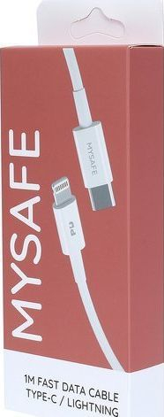 Kabllo USB Mysafe USB C në Lightning, 1 m, e bardhë