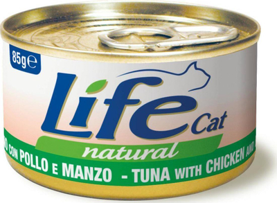 Konservë për mace Life Pet Care Life Cat, 85g, me ton, pulë edhe viç